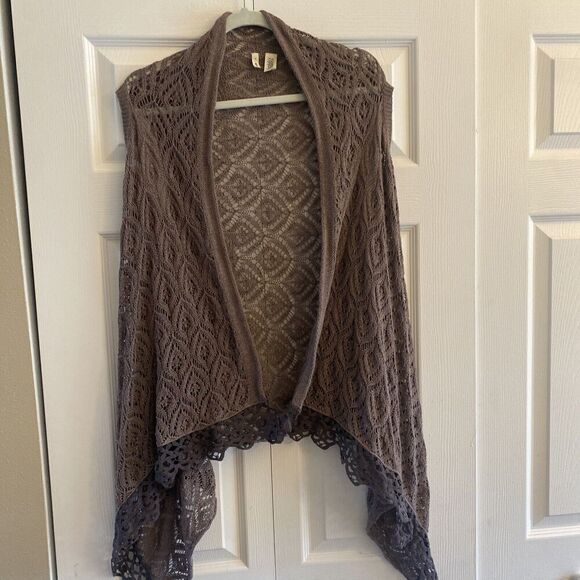 Moth Brown Knit Open Sweater Asymmetrical Hem One Size Cascade Cardigan - Picture 1 of 5